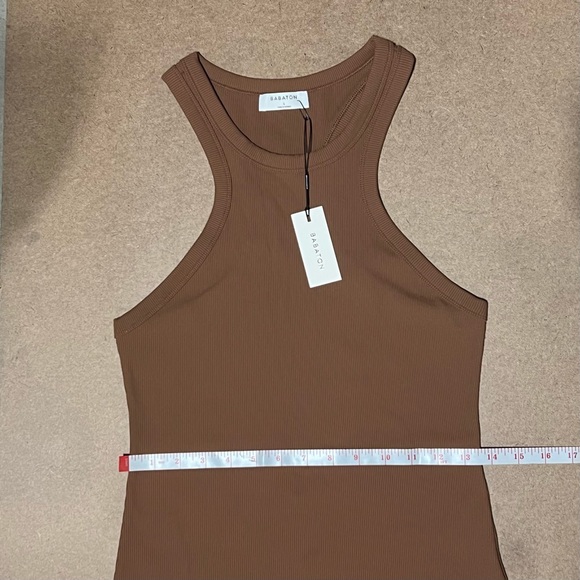 Aritzia Babaton Sculpt Ribbed Racerback Mini Dress in Brown, Size L - Picture 15 of 17